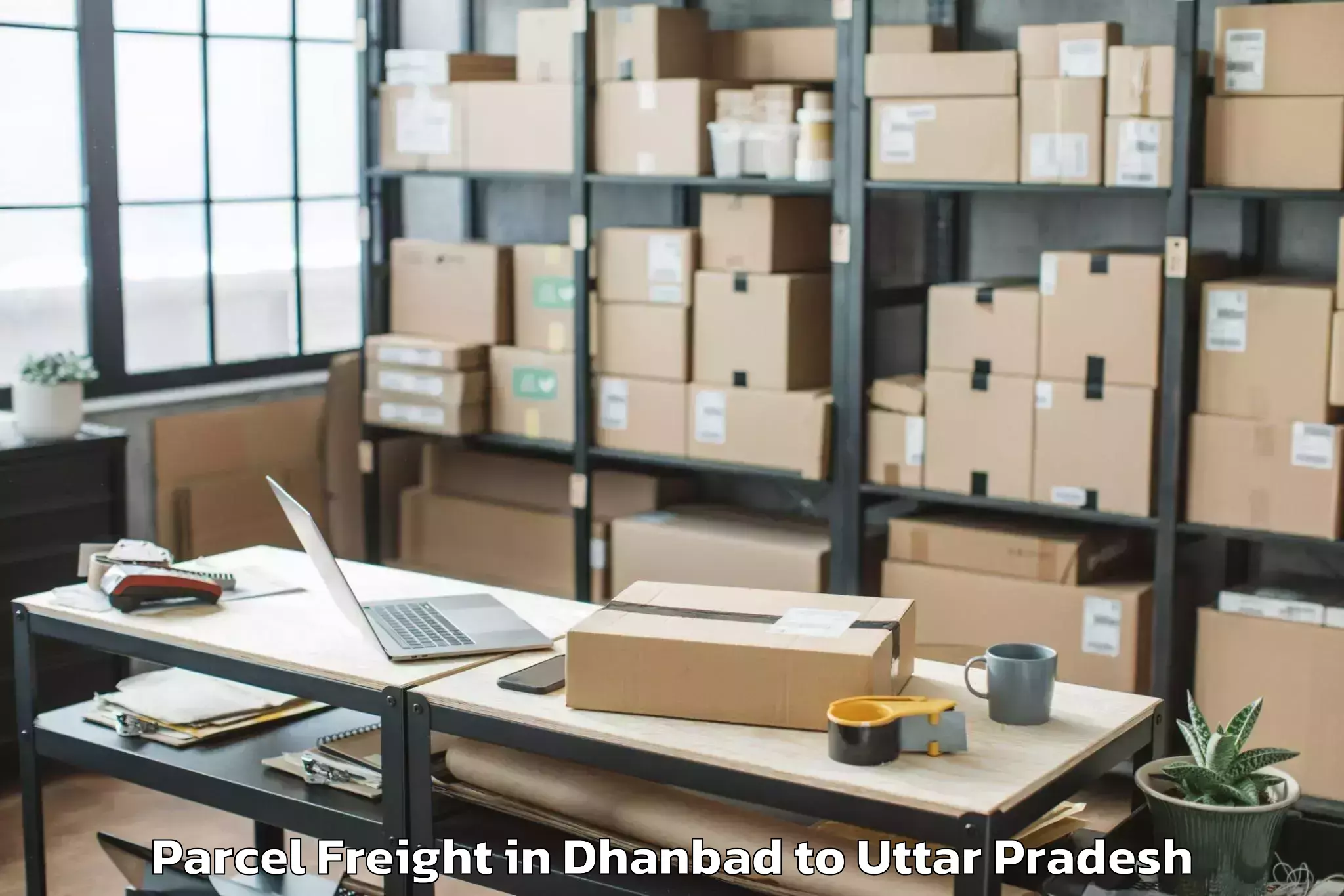 Top Dhanbad to Pilkhua Parcel Freight Available